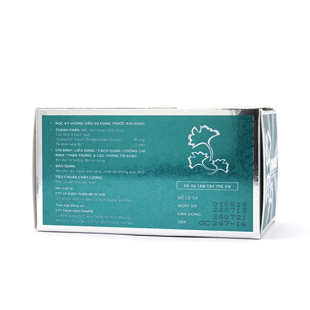 Thuốc Ginknex 80mg Davipharm hỗ trợ điều trị chứng giảm trí nhớ, kém tập trung tư tưởng (6 vỉ x 10 viên)