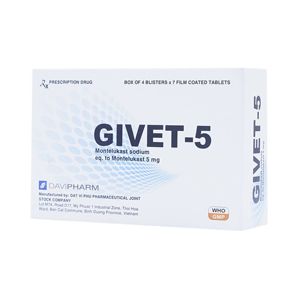 Thuốc Givet-5 phòng và điều trị viêm phế quản mạn tính (4 vỉ x 7 viên)