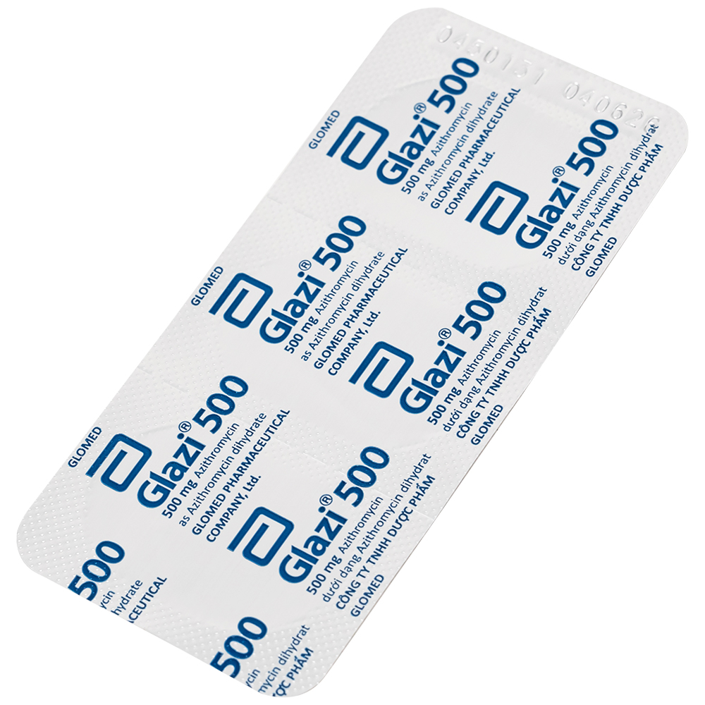 Thuốc Glazi 500 Abbott điều trị viêm xoang cấp, viêm tai giữa cấp, viêm họng, viêm amidan (2 vỉ x 3 viên) 