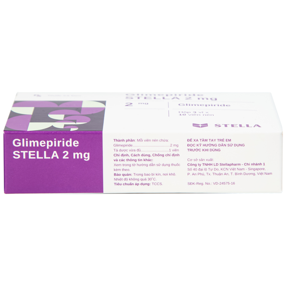 Thuốc Glimepiride Stella 2mg kiểm soát đường huyết cao ở bệnh tiểu đường típ 2 (3 vỉ x 10 viên)