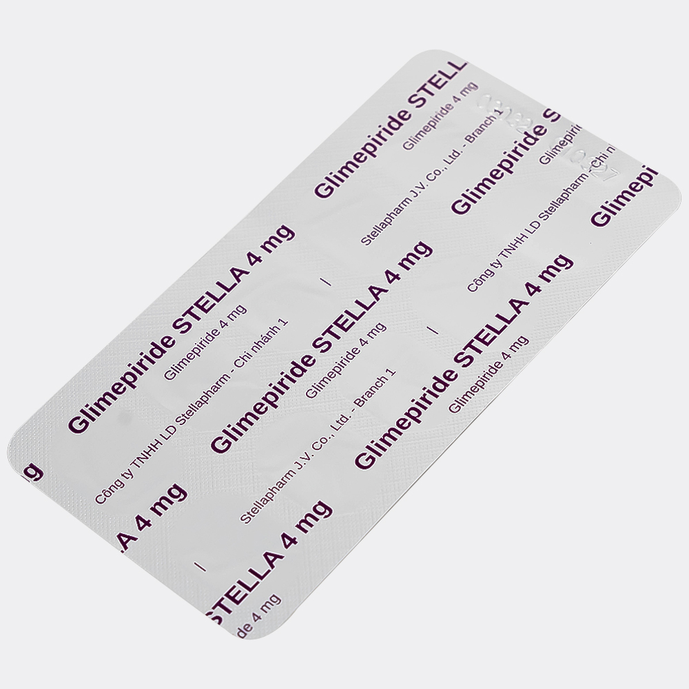 Thuốc Glimepiride 4mg Stella Pharm giảm đường huyết cho bệnh đái tháo đường típ 2 (6 vỉ x 10 viên)