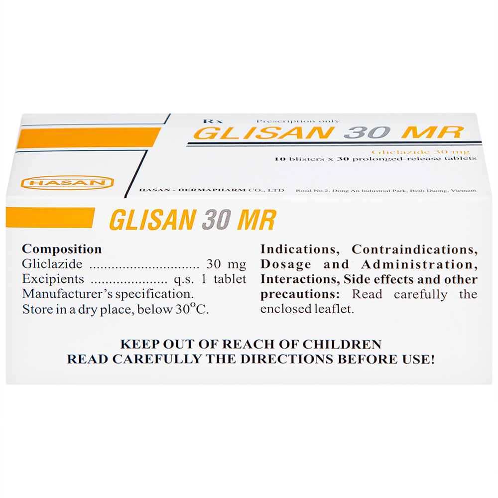 Thuốc Glisan 30 MR Hasan điều trị đái tháo đường típ 2 (10 vỉ x 30 viên)