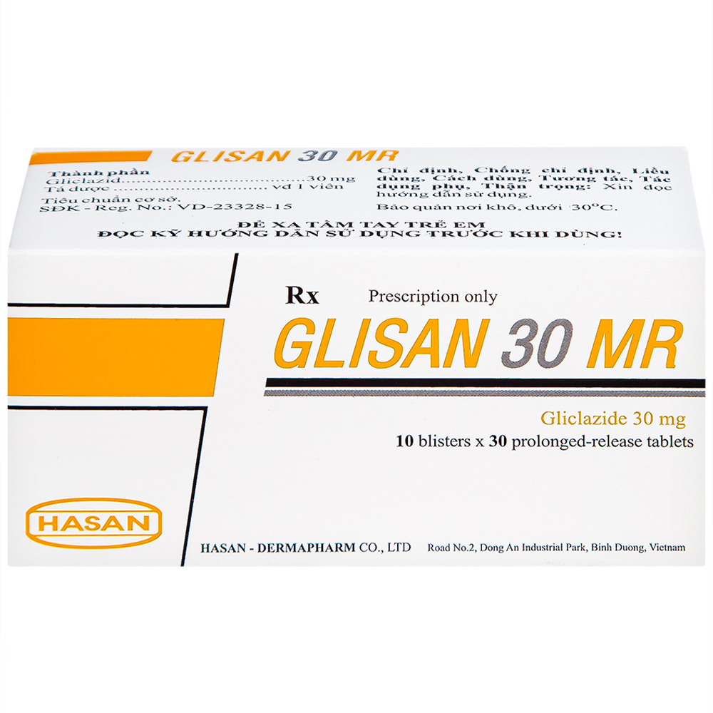 Thuốc Glisan 30 MR Hasan điều trị đái tháo đường típ 2 (10 vỉ x 30 viên)