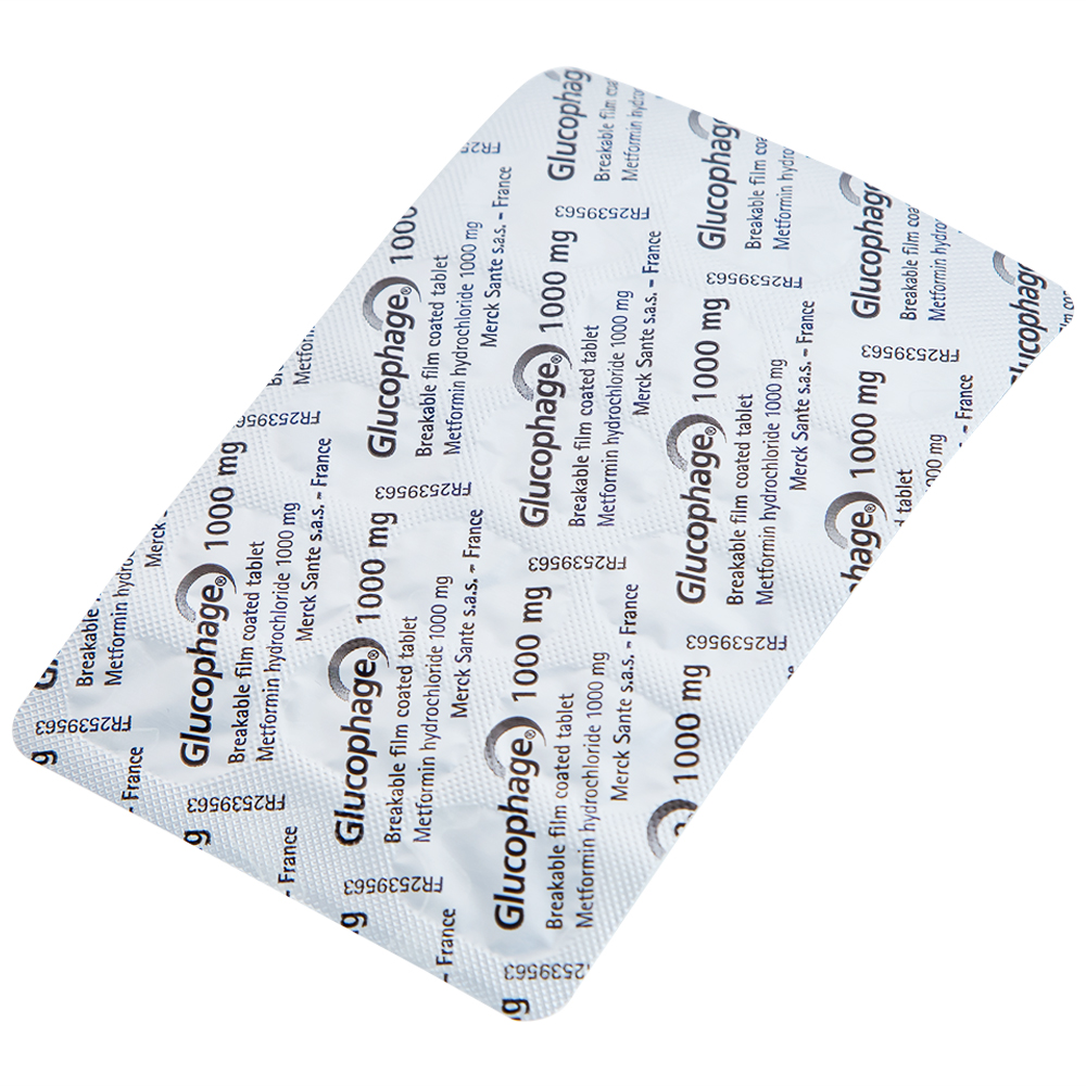 Thuốc Glucophage 1000mg Merck điều trị đái tháo đường típ 2 (2 vỉ x 15 viên)