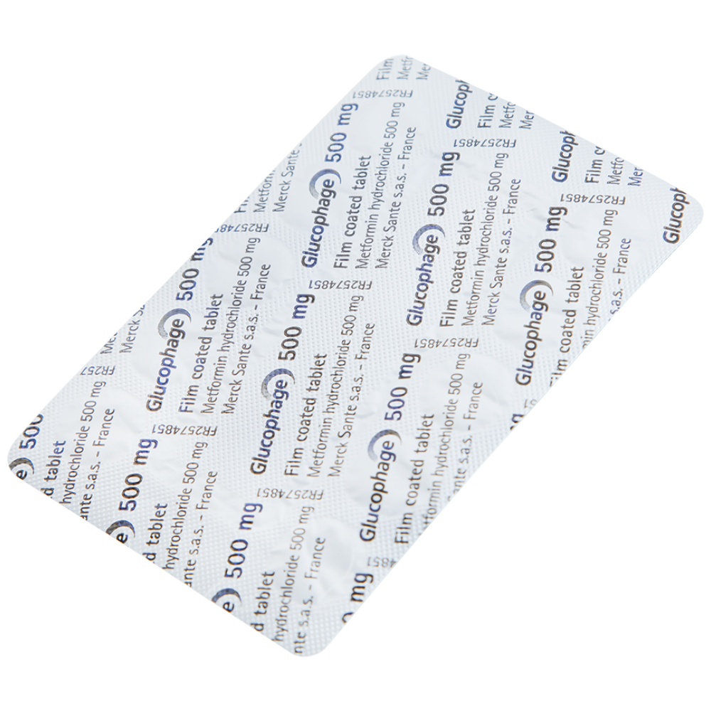 Thuốc Glucophage 500mg Merck điều trị đái tháo đường típ 2 (5 vỉ x 10 viên)