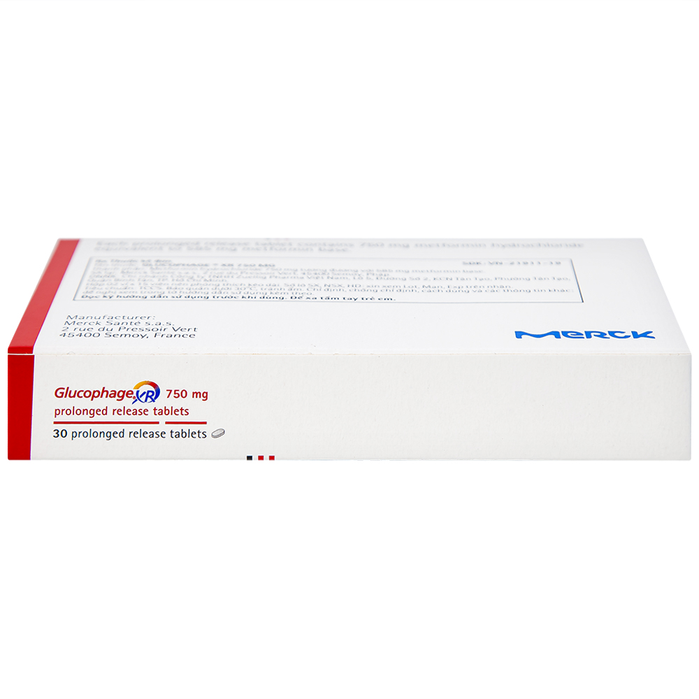 Thuốc Glucophage XR 750mg Merck điều trị tiểu đường típ 2 (2 vỉ x 15 viên)