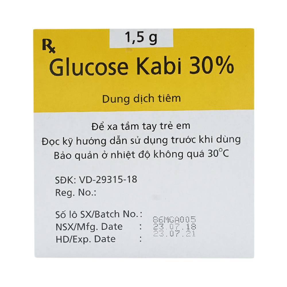 Thuốc tiêm Glucose Kabi 30% Fresenius Kabi điều trị hạ đường huyết nặng (50 ống x 5ml)
