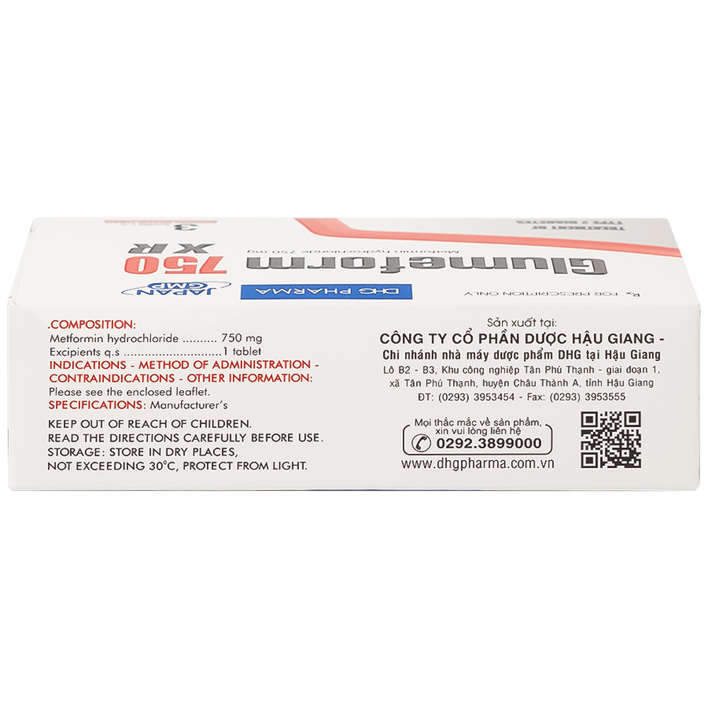 Thuốc Glumeform 750 XR DHG điều trị đái tháo đường típ 2 (3 vỉ x 10 viên)