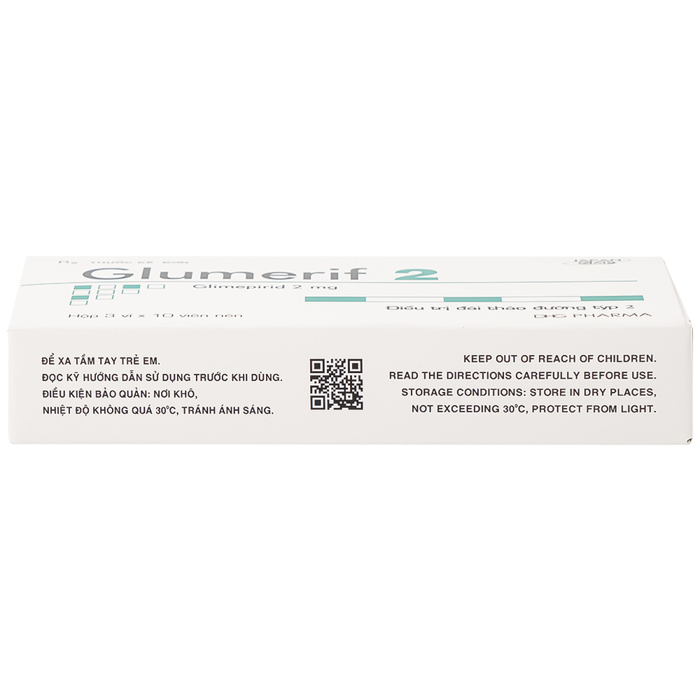 Thuốc Glumerif 2 DHG điều trị bệnh đái tháo đường típ 2 (3 vỉ x 10 viên)