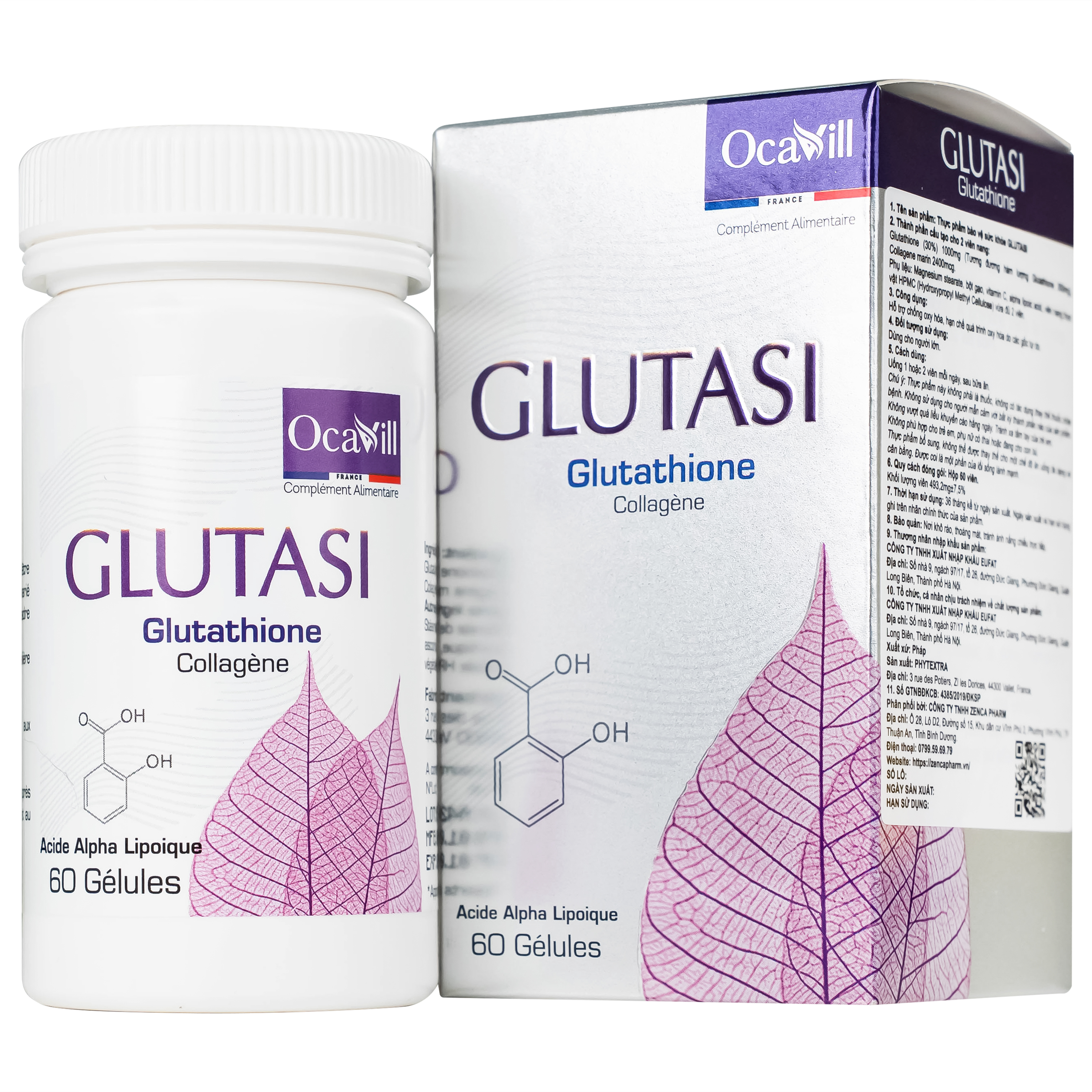 Viên uống hỗ trợ chống oxy hóa, hạn chế oxy hóa do gốc tự do Glutasi Ocavill (60 viên)