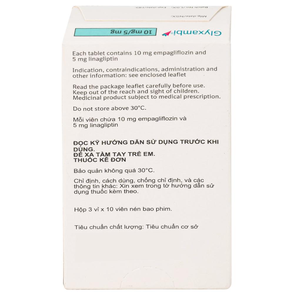 Thuốc Glyxambi 10mg/5mg Boehringer điều trị đái tháo đường típ 2 (3 vỉ x 10 viên)