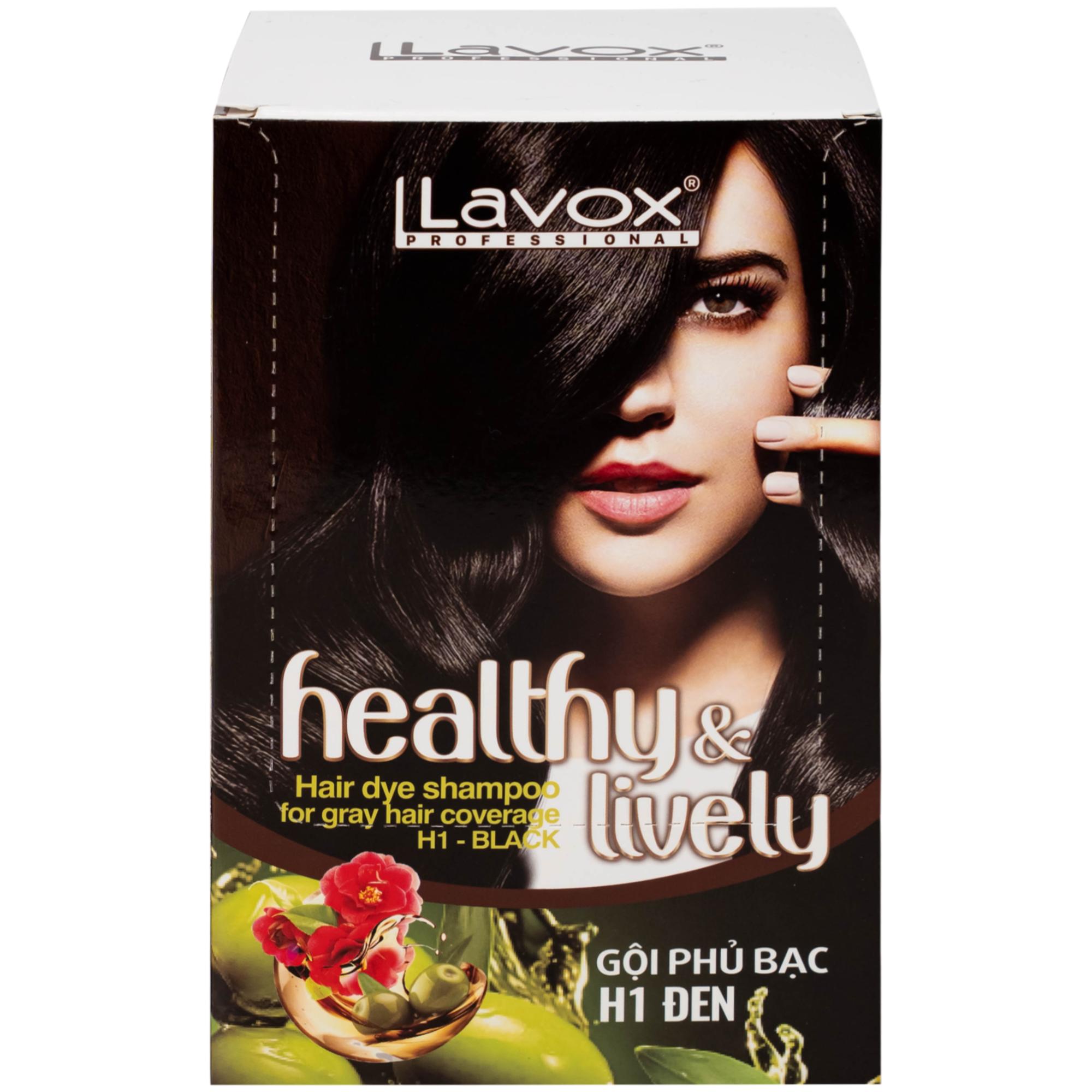 Gội phủ bạc Healthy&amp;Lively Color Shampoo Lavox H1 màu đen tự nhiên (10 gói x 30ml)