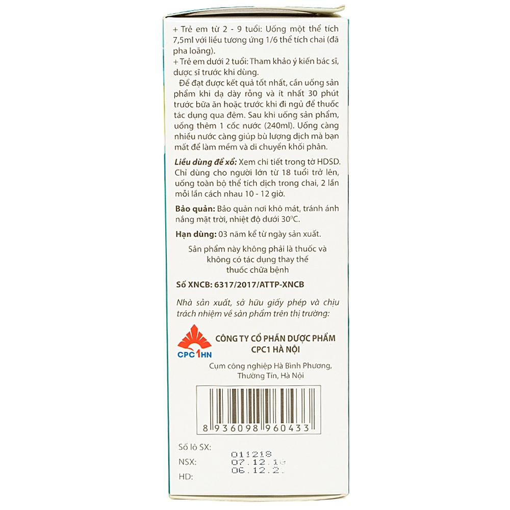 Dung dịch Golistin-Soda CPC1 làm sạch phân trước khi phẫu thuật, chụp X-quang, nội soi (45ml)