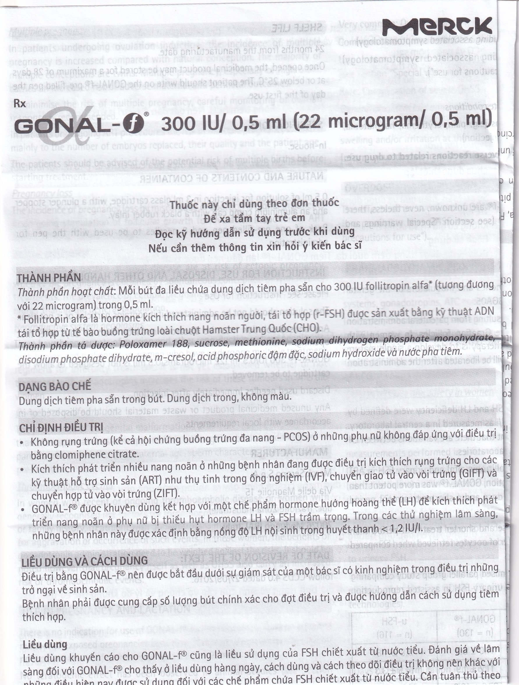 Gonal-F 300Iu Merck 0.5Ml Thuốc Kích Thích Noãn Phát Triển