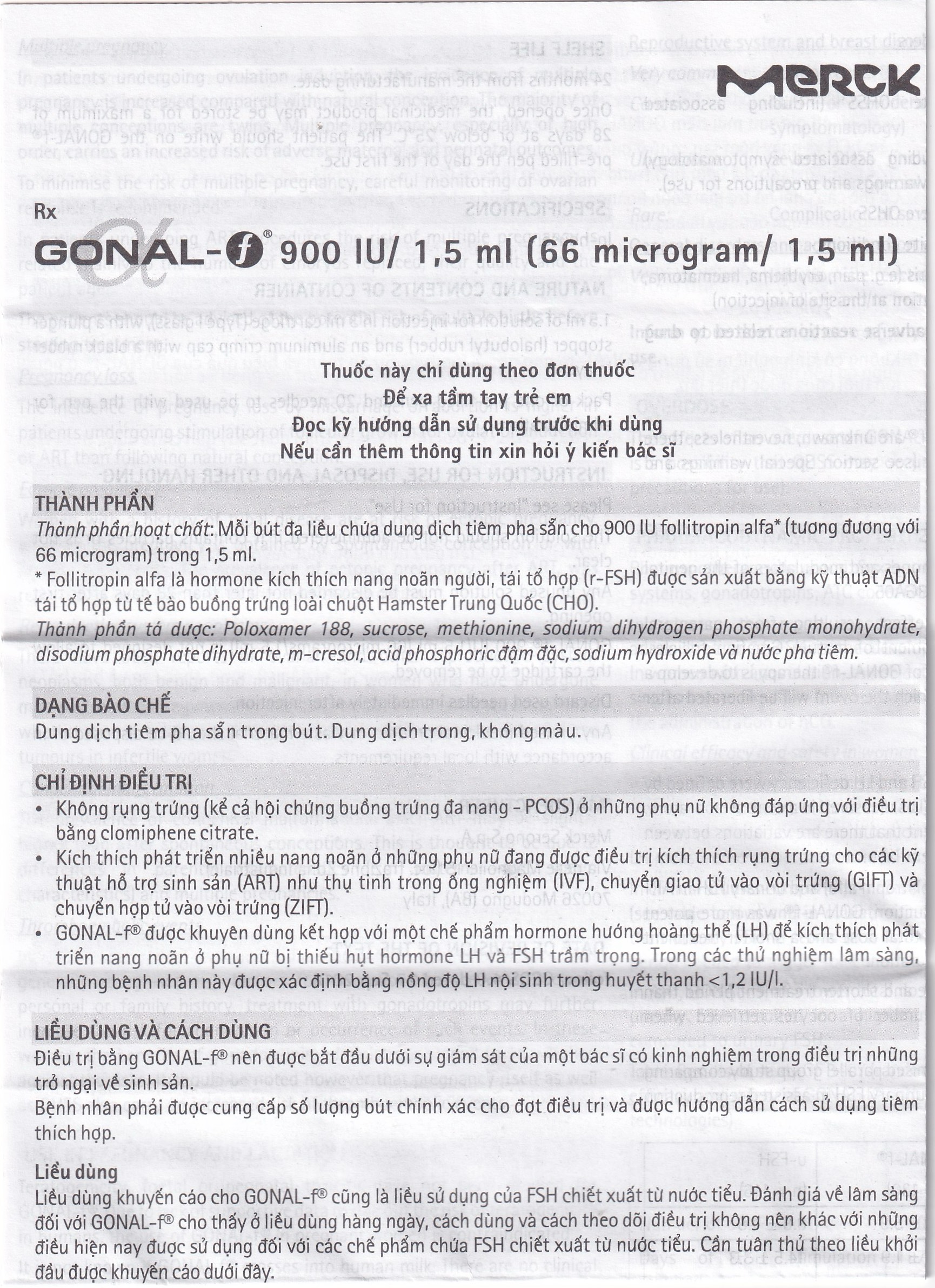 Gonal-F Pen 900Iu/1.5Ml Merck - Thuốc Kích Thích Noãn Phát Triển