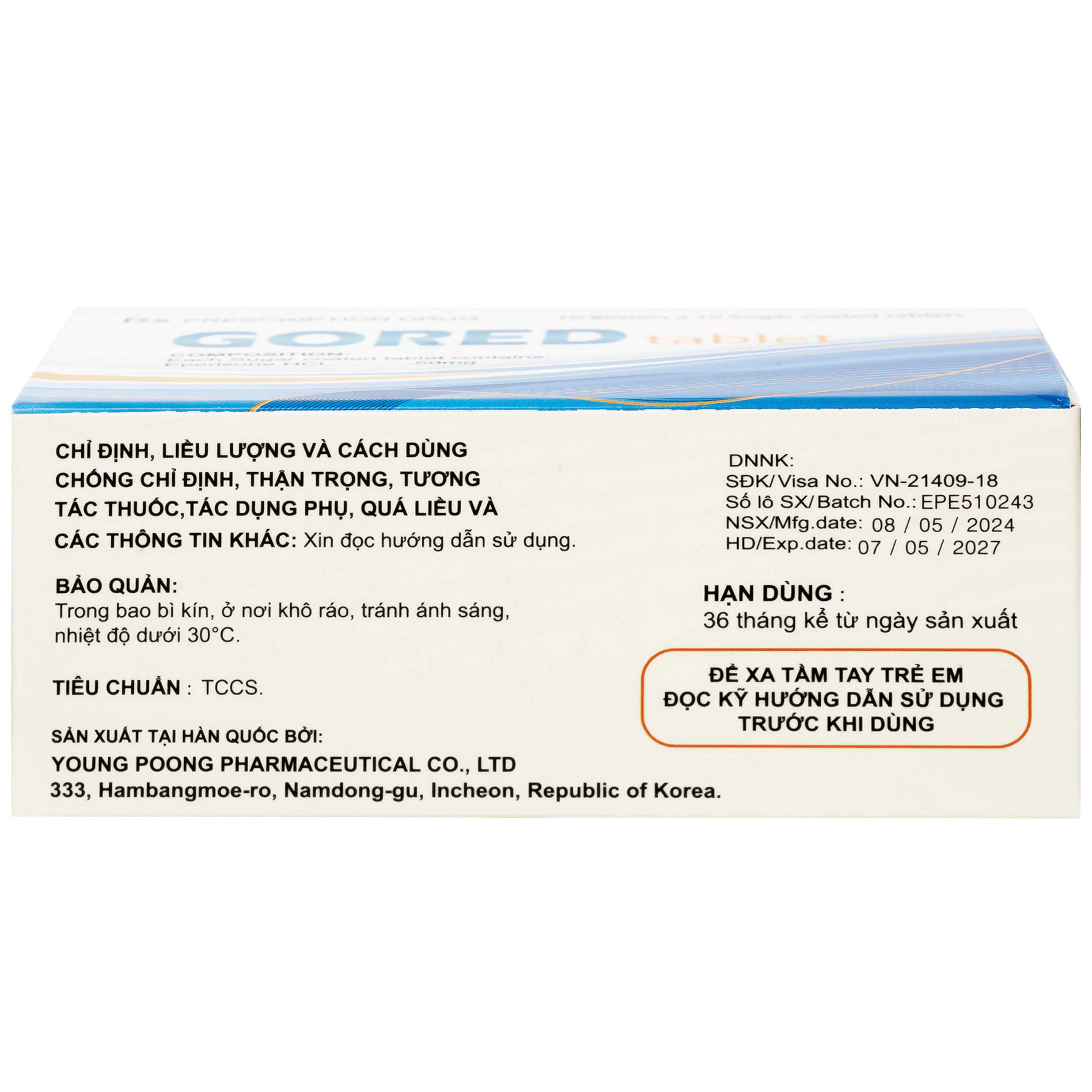 Thuốc Gored 50mg Young Poong điều trị hội chứng đốt sống cổ, viêm quanh khớp vai (10 vỉ x 10 viên)