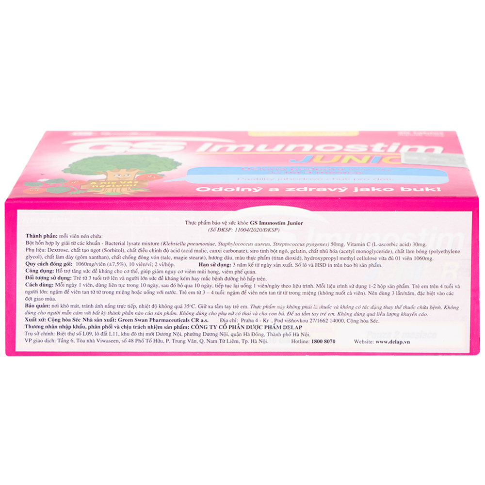 Viên giúp giảm nguy cơ viêm mũi họng GS Imunostim Junior (2 vỉ x 10 viên)