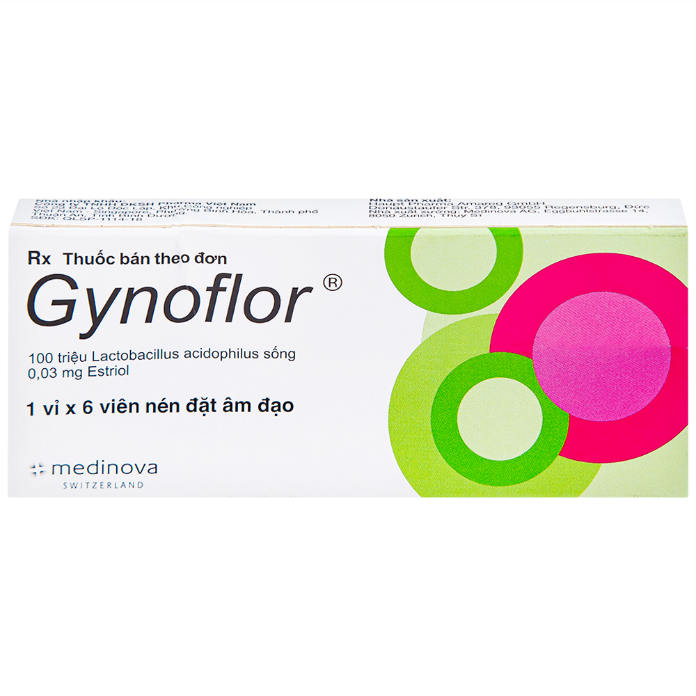 Viên đặt âm đạo Gynoflor Medinova điều trị nhiễm khuẩn âm đạo (1 vỉ x 6 viên)
