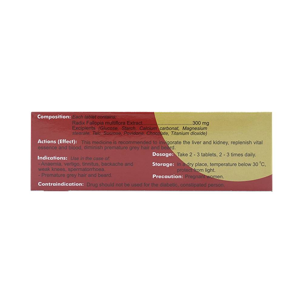 Thuốc Hà Thủ Ô Traphaco điều trị đau lưng, mỏi gối, di mộng tinh (5 vỉ x 20 viên)