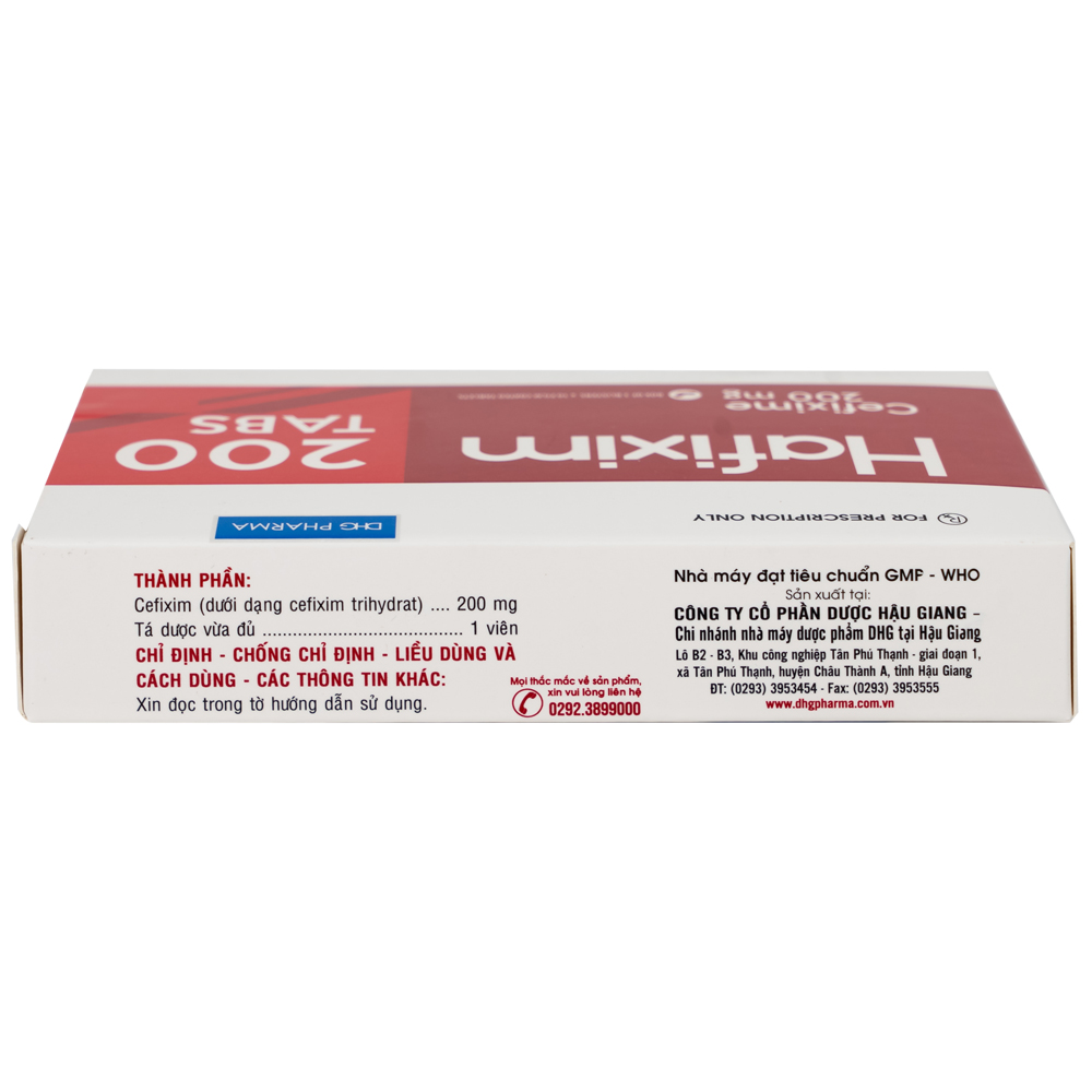 Thuốc Hafixim 200 Tabs DHG Pharma điều trị các trường hợp nhiễm khuẩn (3 vỉ x 10 viên)