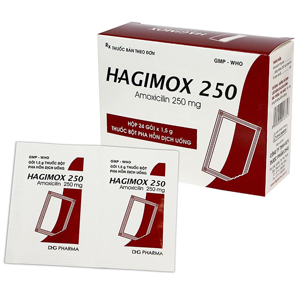 Bột Hagimox 250 DHG điều trị nhiễm khuẩn (24 gói)