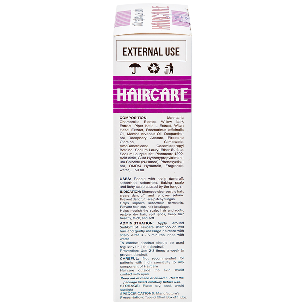 Dầu gội Haircare Bimex dưỡng tóc, ngăn ngừa gàu (50ml)