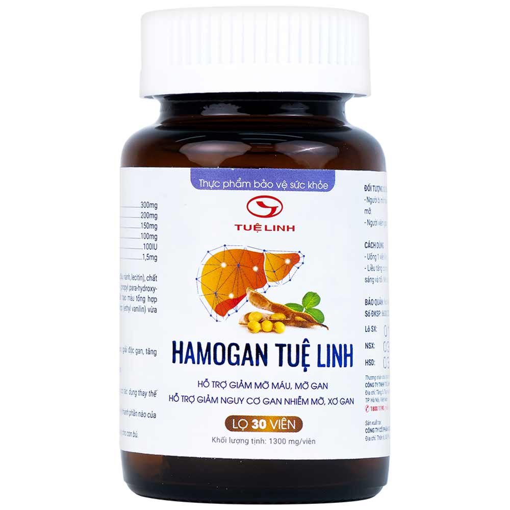 Viên hỗ trợ giảm mỡ máu, mỡ gan Hamogan Tuệ Linh (30 viên)
