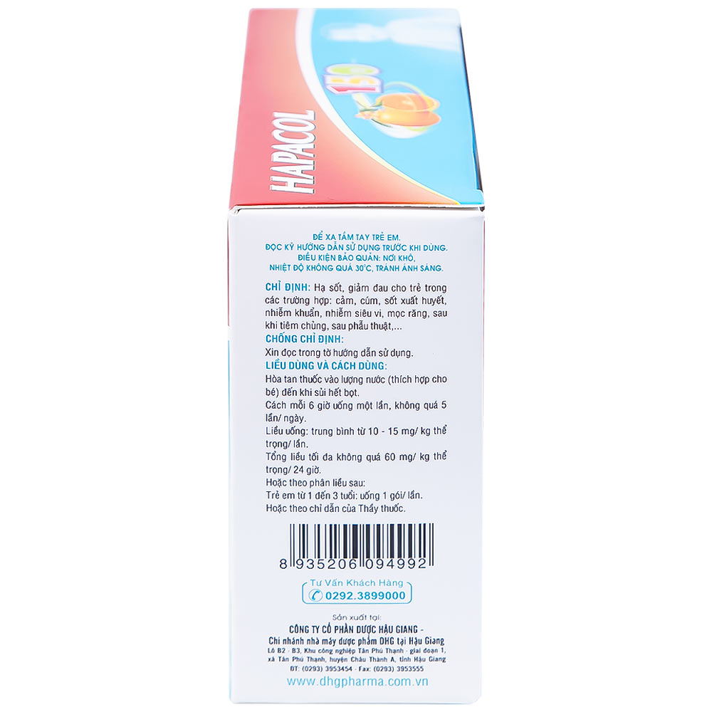 Bột Hapacol 150 DHG giảm đau, hạ sốt (24 gói)