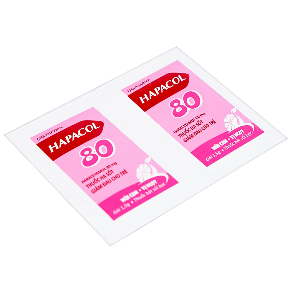 Bột Hapacol 80 DHG giảm đau, hạ sốt (24 gói)