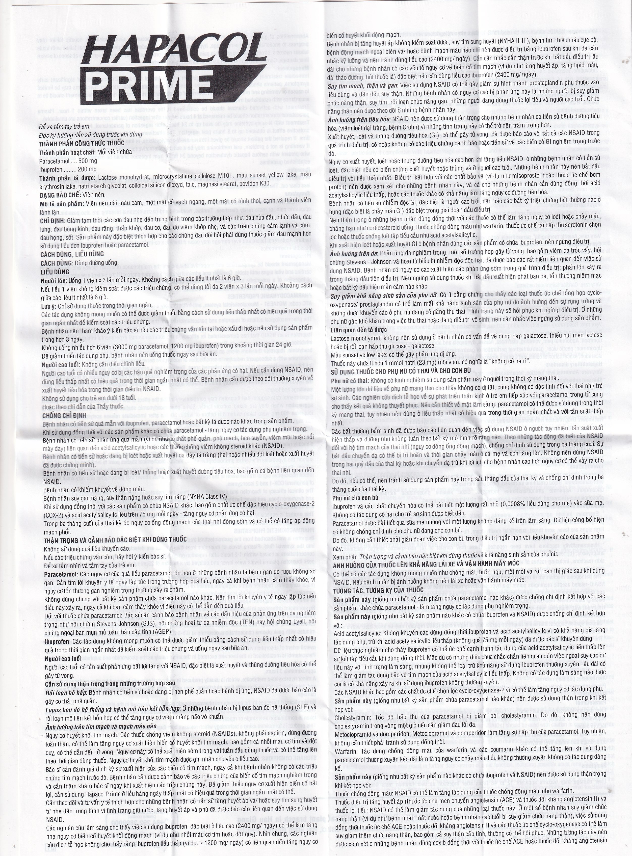 Hapacol Prime Đau Nhức Kháng Viêm Dhg Pharma 10X10