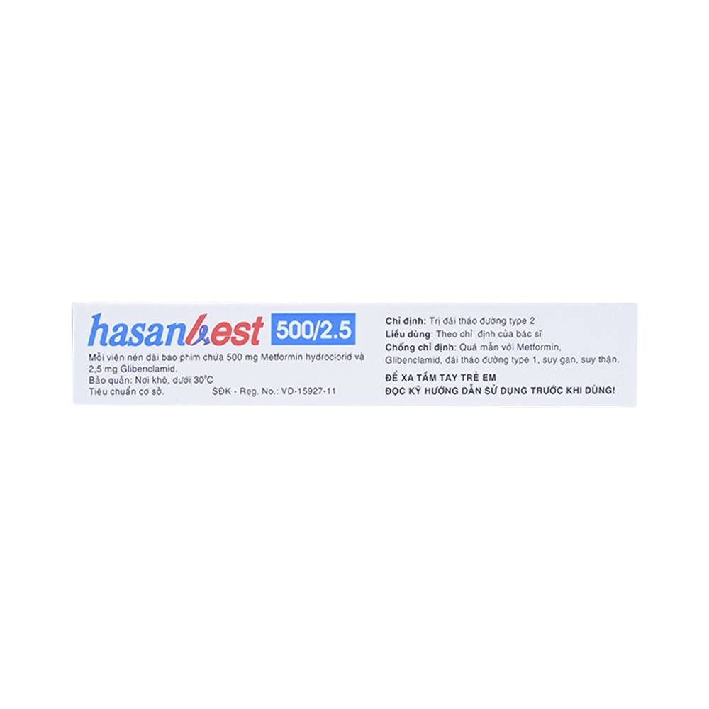 Thuốc Hasanbest 500/2,5 Hasan điều trị đái tháo đường típ 2 (2 vỉ x 15 viên)