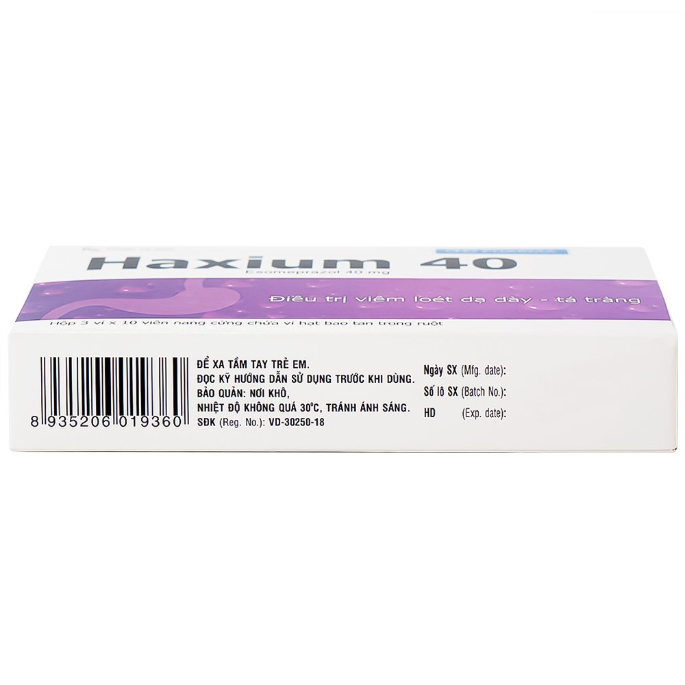 Thuốc Haxium 40 DHG hỗ trợ phòng và điều trị loét dạ dày - tá tràng (3 vỉ x 10 viên)