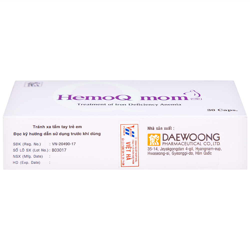 Thuốc HemoQ Mom phòng ngừa và điều trị thiếu máu (3 vỉ x 10 viên)