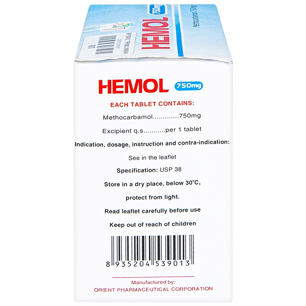 Thuốc Hemol 750mg Phương Đông điều trị ngắn hạn rối loạn cơ xương cấp (10 vỉ x 10 viên)