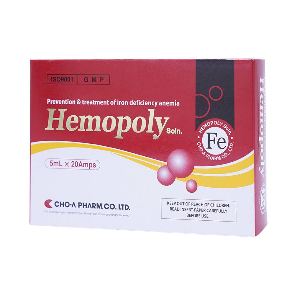 Dung dịch uống Hemopoly ngăn ngừa và điều trị thiếu máu do thiếu sắt (20 ống x 5ml)
