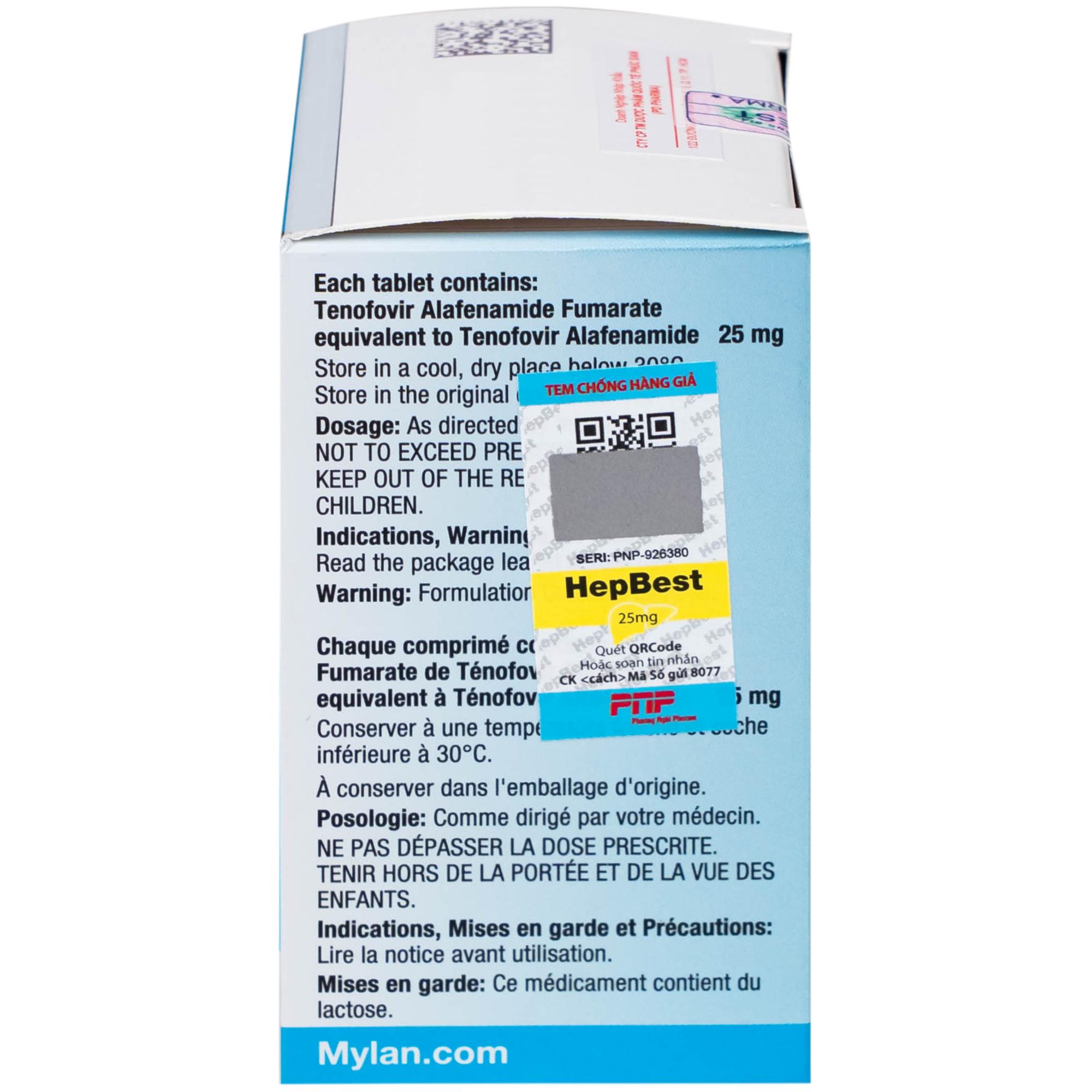 Thuốc Hepbest 25mg điều trị nhiễm virus viêm gan B mạn tính (30 viên)