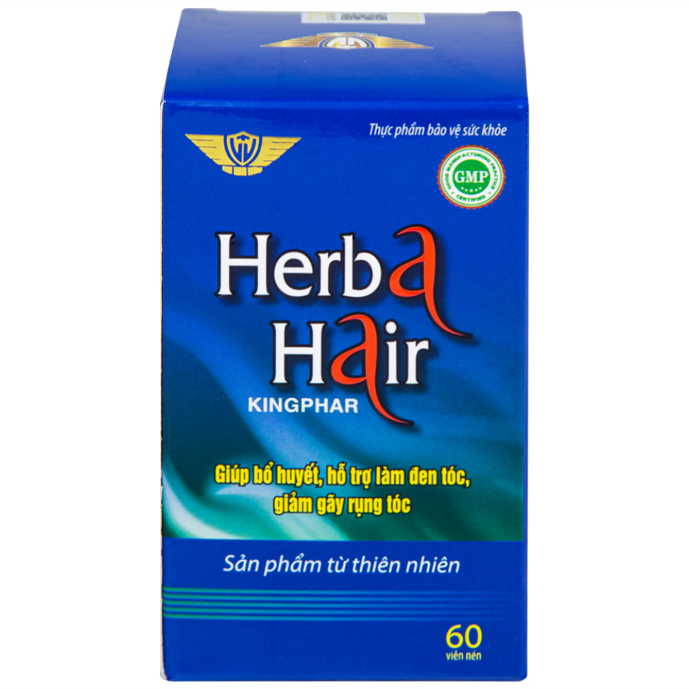 Viên uống hỗ trợ làm đen tóc, giảm gãy rụng Herba Hair Kingphar (60 viên)