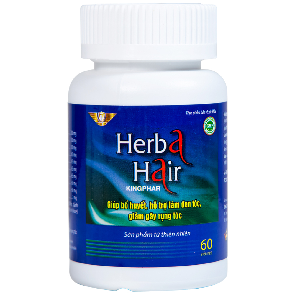 Viên uống hỗ trợ làm đen tóc, giảm gãy rụng Herba Hair Kingphar (60 viên)