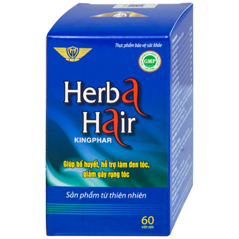 Viên uống hỗ trợ làm đen tóc, giảm gãy rụng Herba Hair Kingphar (60 viên)