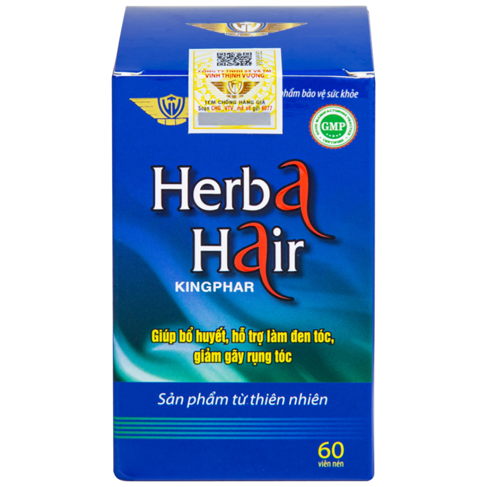 Viên uống hỗ trợ làm đen tóc, giảm gãy rụng Herba Hair Kingphar (60 viên)