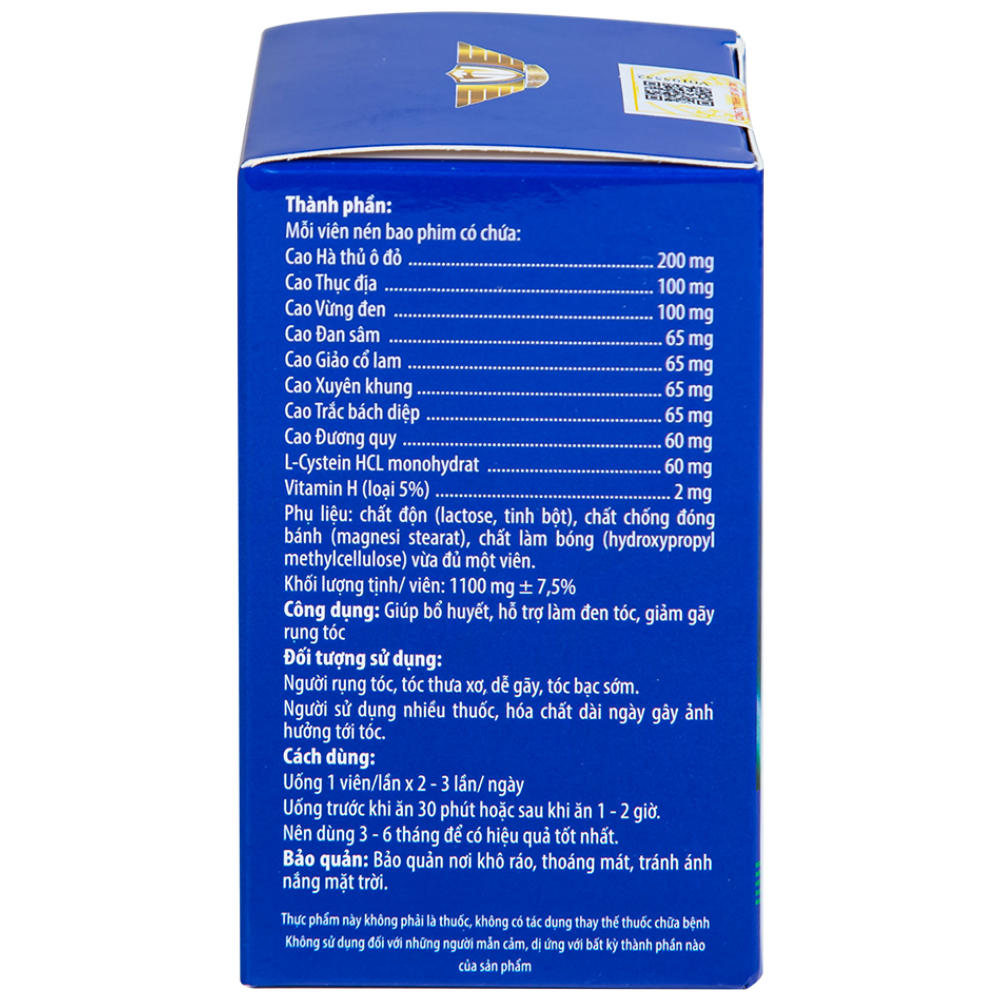 Viên uống hỗ trợ làm đen tóc, giảm gãy rụng Herba Hair Kingphar (60 viên)