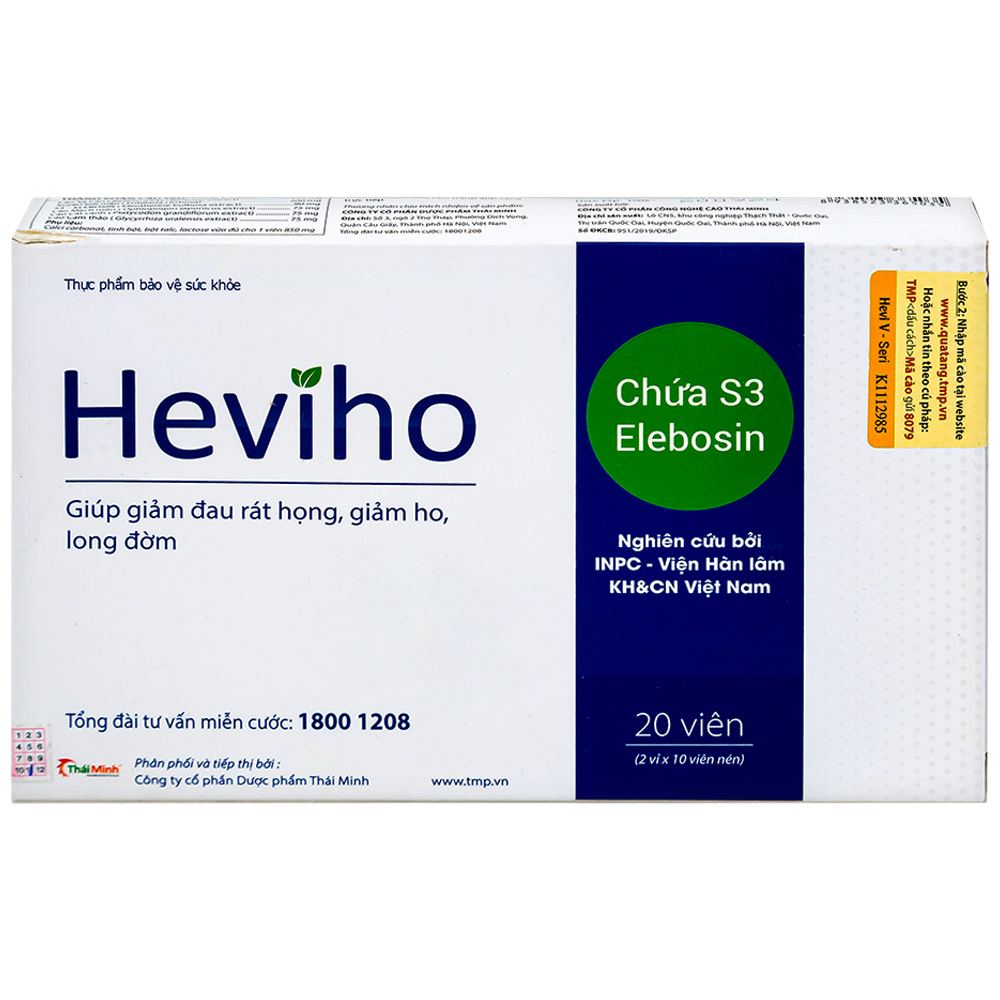 Viên uống giảm ho long đờm Heviho Thái Minh (2 vỉ x 10 viên)