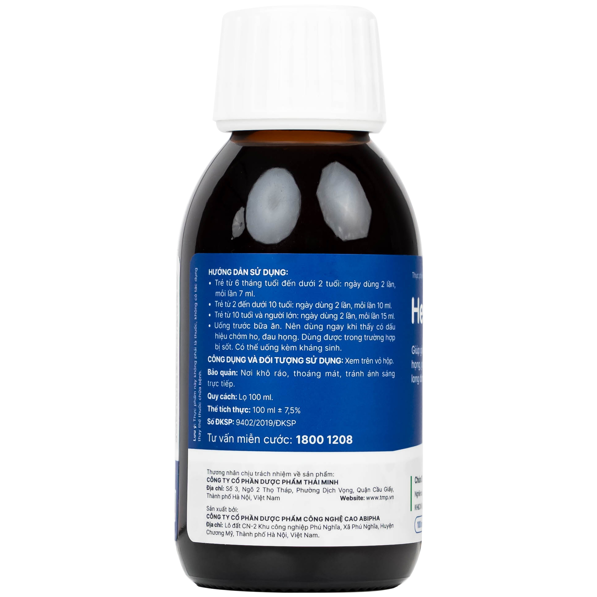 Siro giảm ho long đờm Heviho Thái Minh (100ml)
