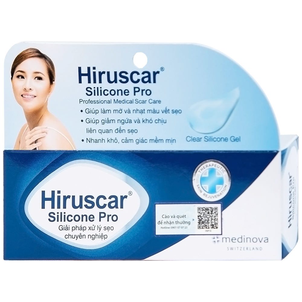 Gel bôi Hiruscar Silicone Pro mờ sẹo mổ, to lồi phì đại (10g)