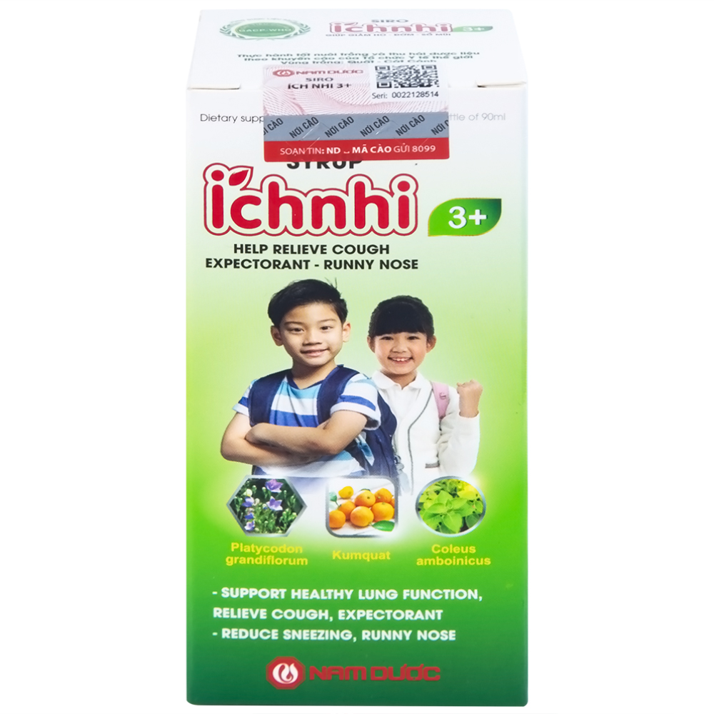 Siro hỗ trợ giảm ho tiêu đờm Ích Nhi 3+ Nam Dược (90ml)
