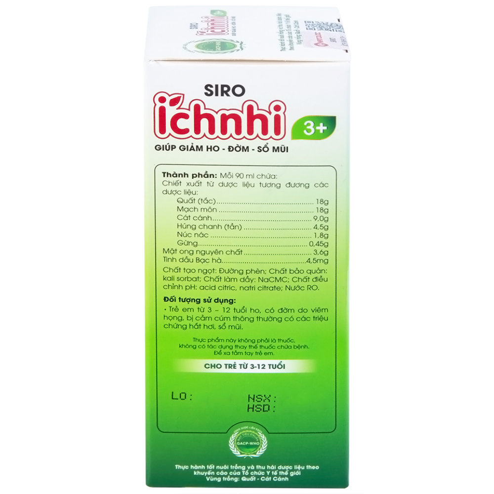 Siro hỗ trợ giảm ho tiêu đờm Ích Nhi 3+ Nam Dược (90ml)