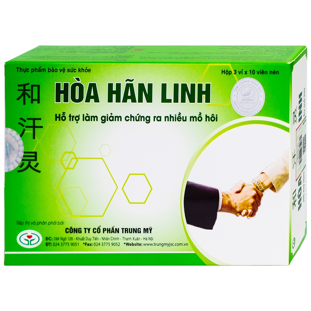 Viên uống giảm mồ hôi Hòa Hãn Linh (3 vỉ x 10 viên)