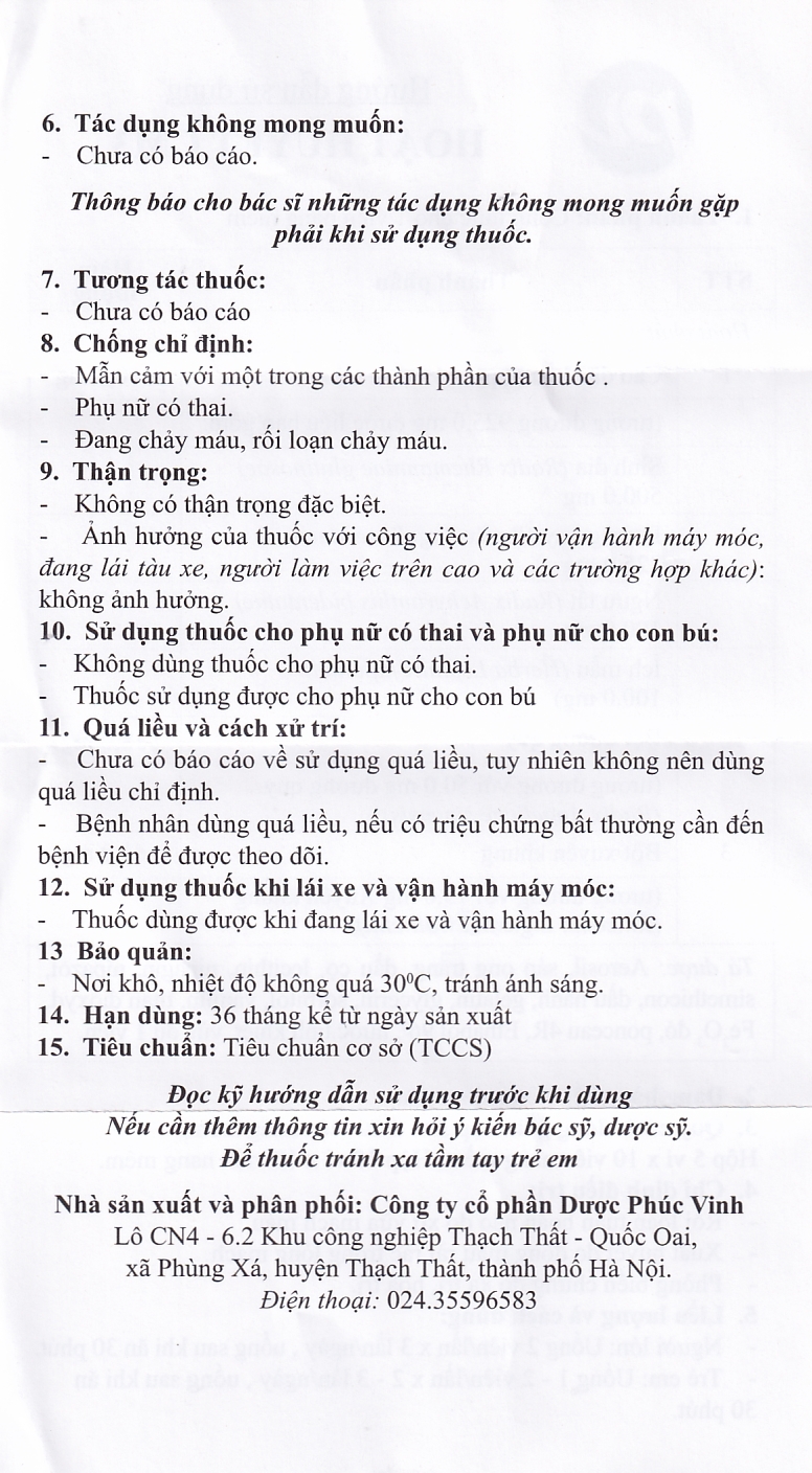 Thuốc Hoạt Huyết CM3 Phúc Vinh điều trị rối loạn tuần hoàn não do xơ vữa mạch máu (3 vỉ x 10 viên)