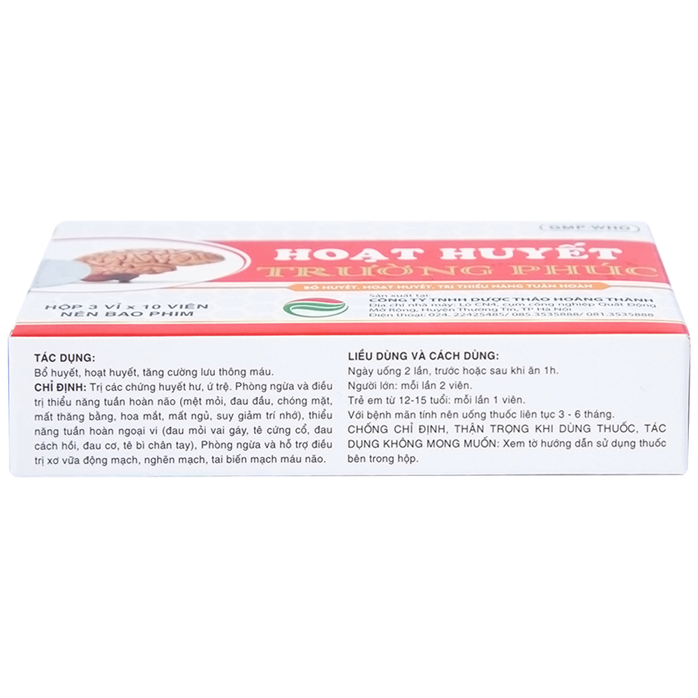 Thuốc Hoạt Huyết Trường Phúc giúp hoạt huyết, trị thiếu năng tuần hoàn (3 vỉ x 10 viên)