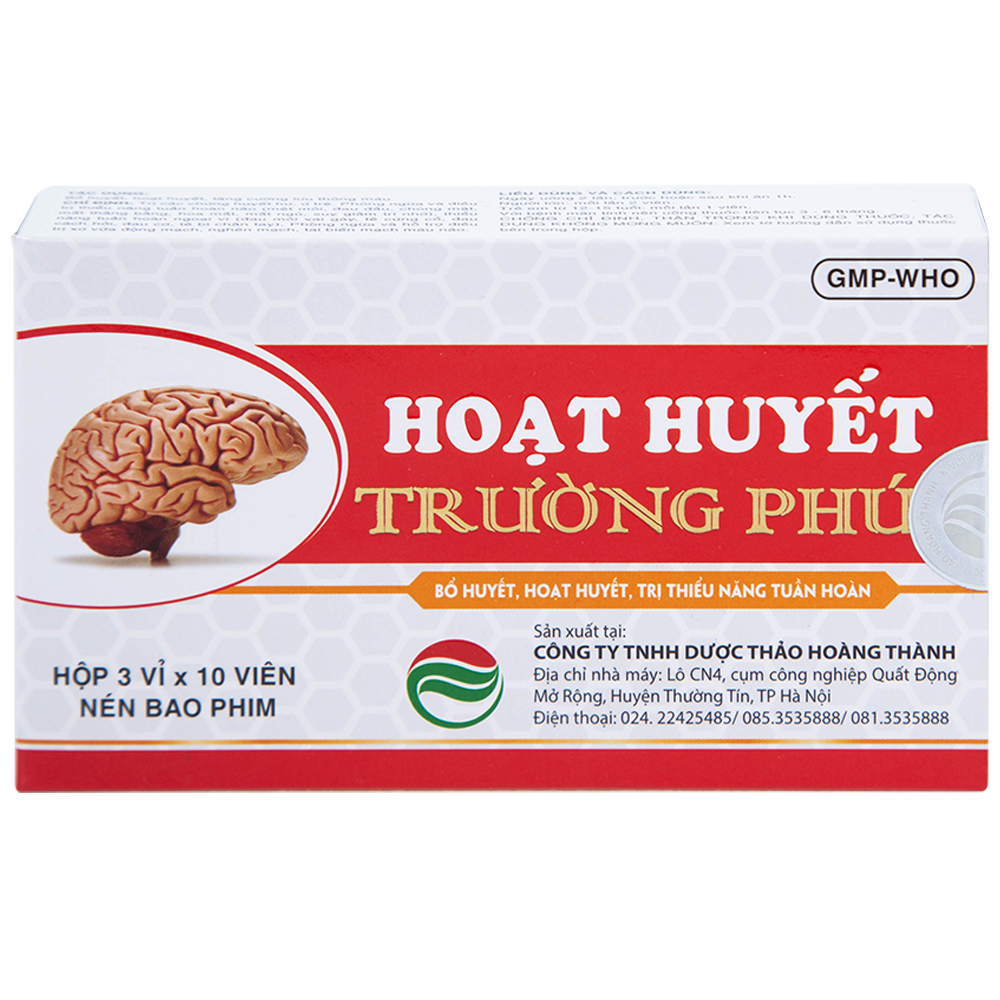 Thuốc Hoạt Huyết Trường Phúc giúp hoạt huyết, trị thiếu năng tuần hoàn (3 vỉ x 10 viên)